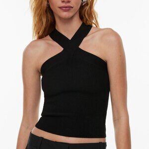 Babaton Sculpt Knit Criss Cross Tank in Black